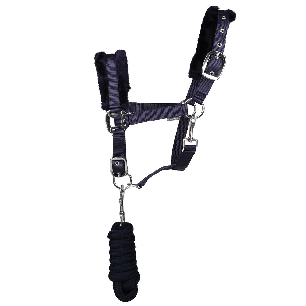 Hy Equestrian Faux Fur Padded Head Collar with Lead Rope