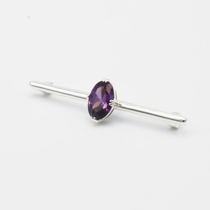 Deluxe Amethyst Stock Pin - Silver