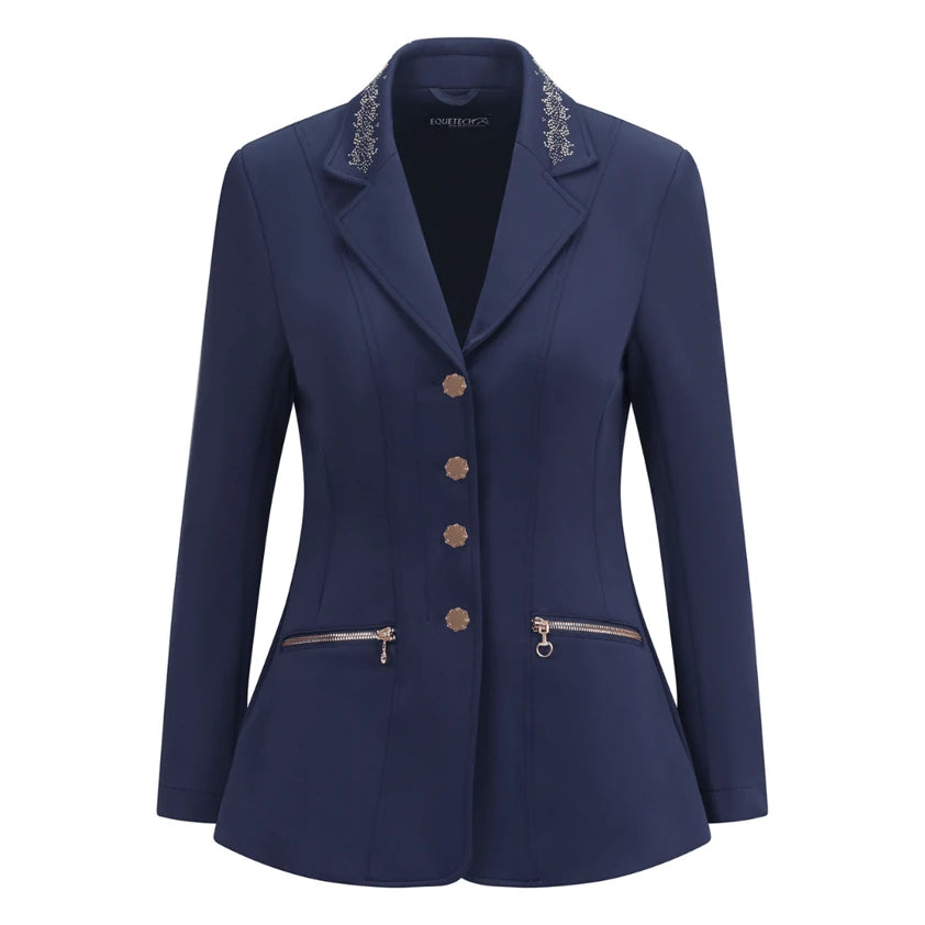 Equetech Junior Crystal Showerproof Competition Jacket - Navy-RoseGold