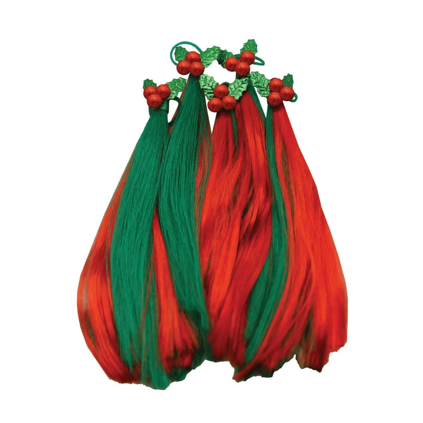 Christmas Holly Festive Horse Mane Tassels (5 Pack)