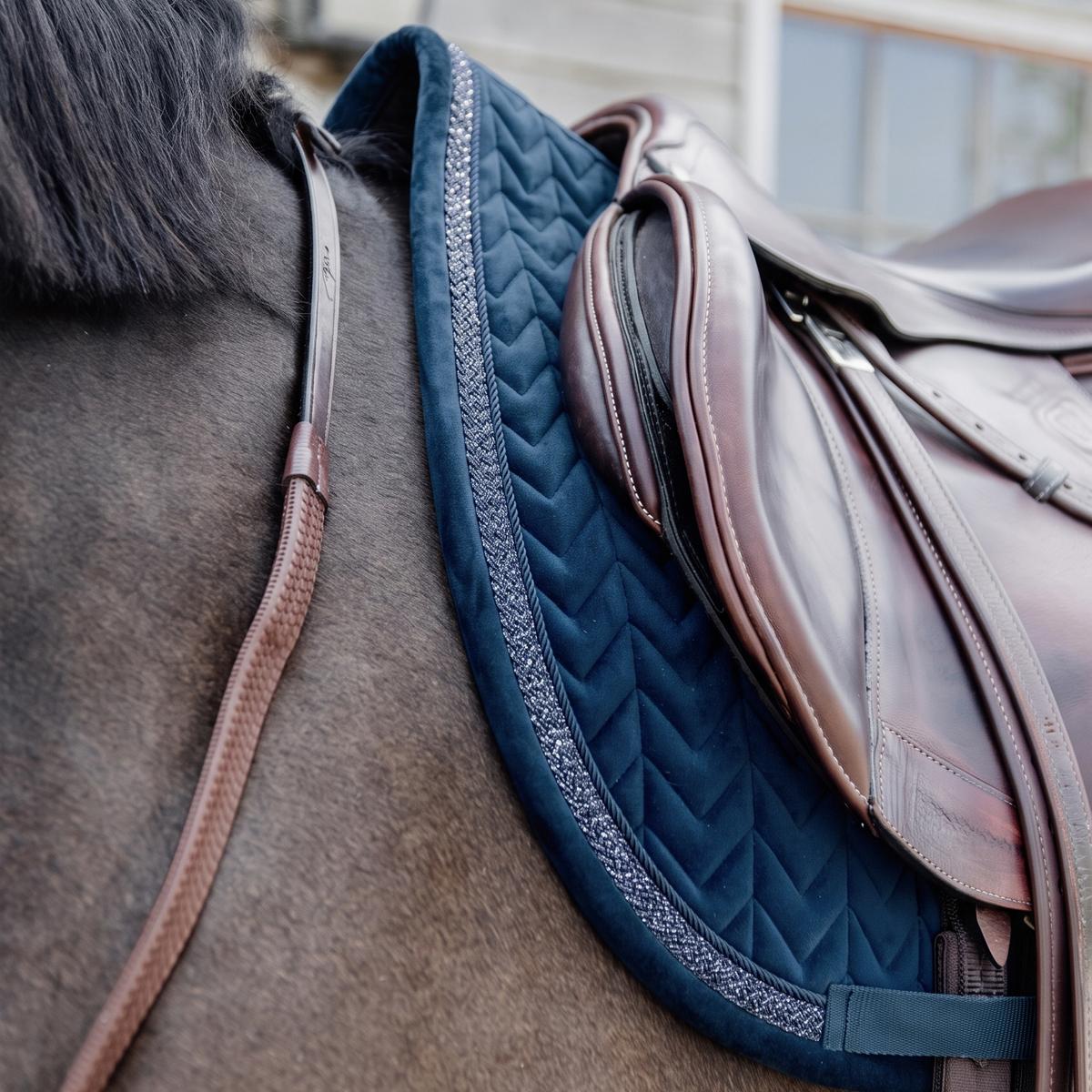 Kentucky Saddle Pad Velvet Fishbone Plaited Glitter Rope Show Jumping
