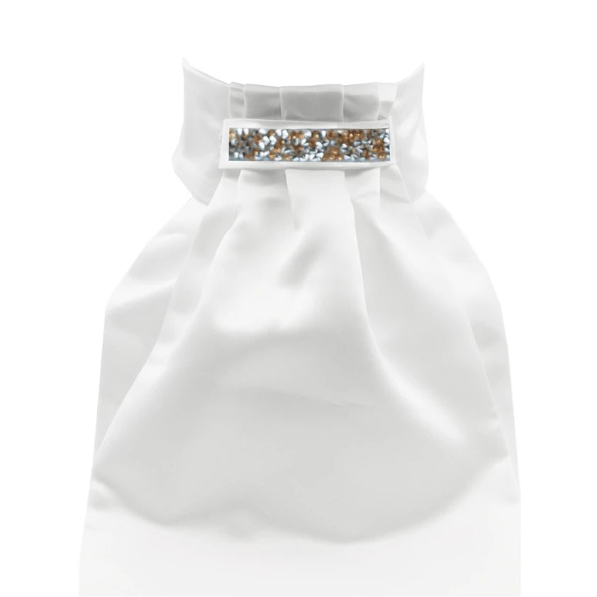 Rose Gold Crystal Deluxe Ready-Tied Stock - White