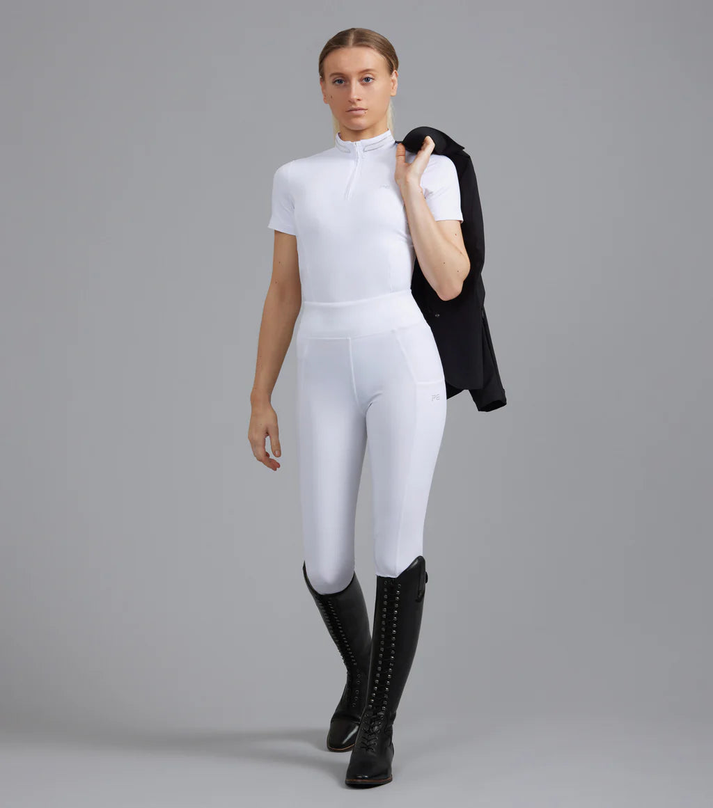 Premier Equine Aresso Ladies Full Seat Gel Riding Tights - White