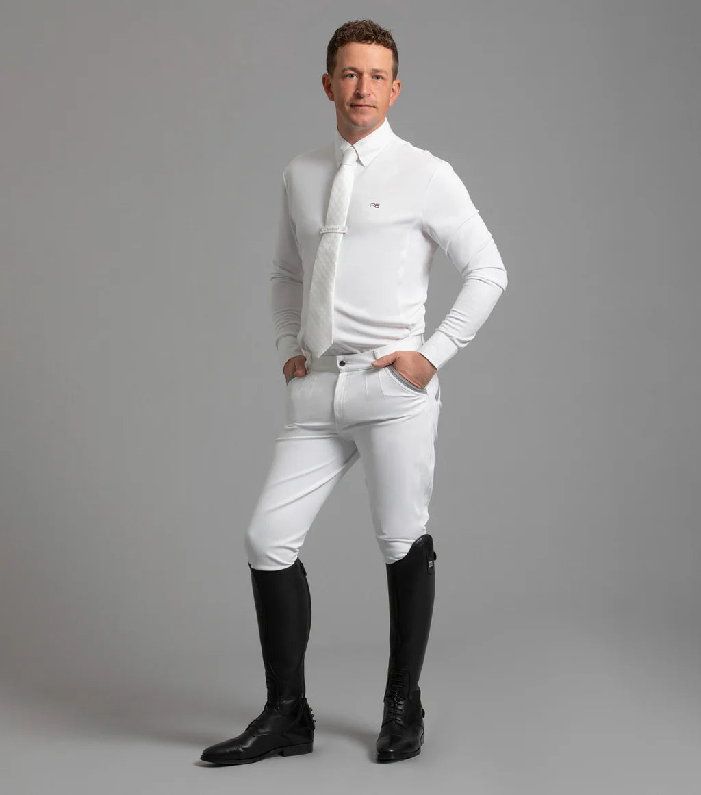 Premier Equine Barusso Men's Gel Knee Competition Breeches - White
