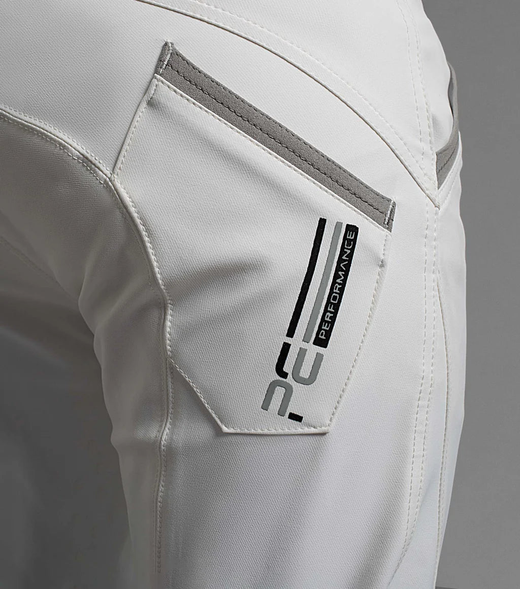 Premier Equine Barusso Men's Gel Knee Competition Breeches - White
