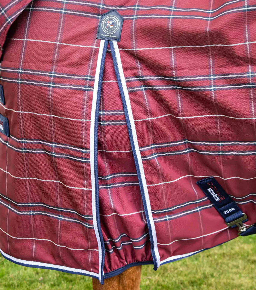 Premier Equine Domus 200g Combo Stable Rug - Burgundy Check