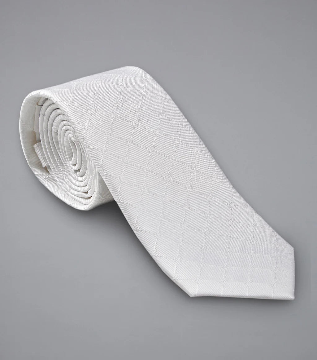 Premier Equine Men's 100% Silk Hand Made Tie - White