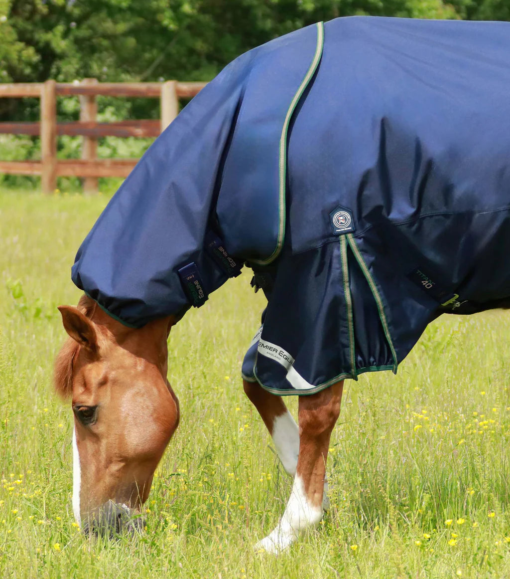 Premier Equine Titan 40g Turnout Rug with Snug-Fit Neck Cover - Navy