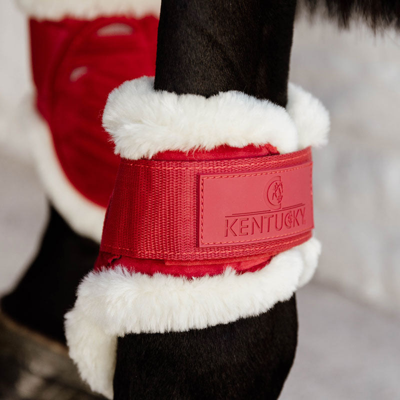 Kentucky Vegan Sheepskin Young Horse Fetlock Boots Velvet - Red