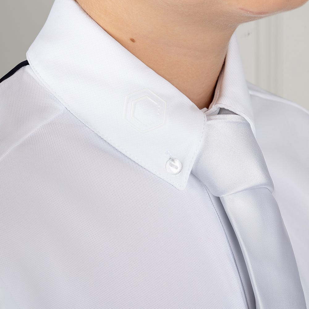 Coldstream Penston Boys Long Sleeve Show Shirt White - Navy - Nags Essentials
