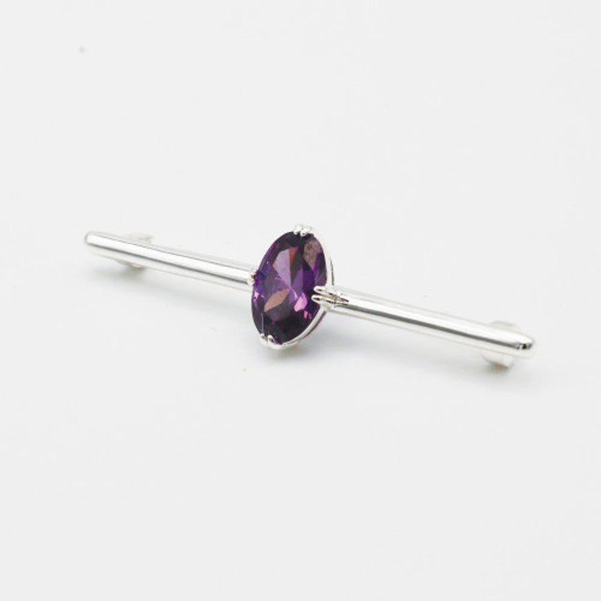 Deluxe Amethyst Stock Pin - Silver - Nags Essentials