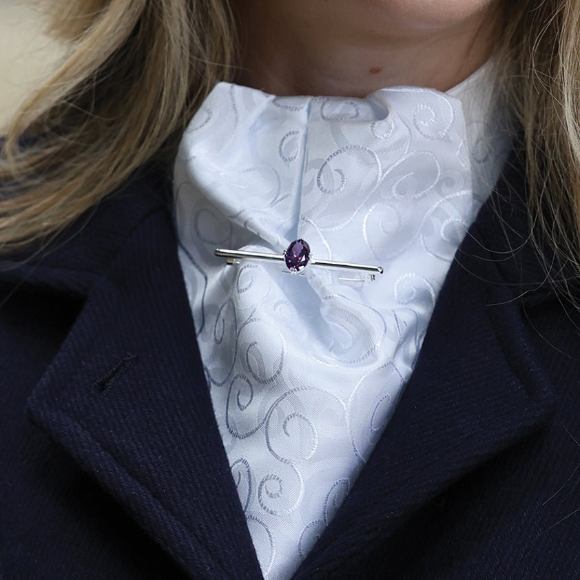Deluxe Amethyst Stock Pin - Silver - Nags Essentials