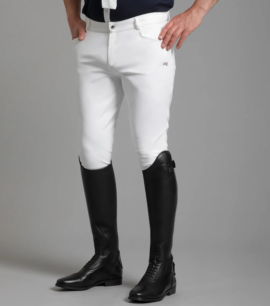 Premier Equine Emilio Men's Gel Knee Competition Breeches - White