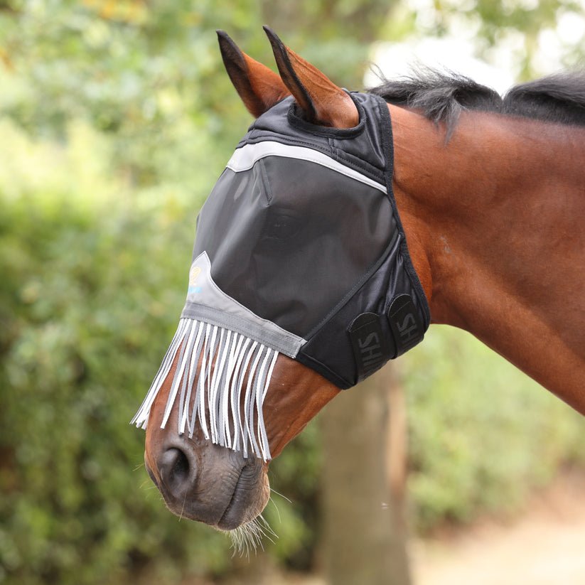 FlyGuard Pro Fine Mesh Fly Mask with Ear Holes & Nose Fringe - Nags Essentials