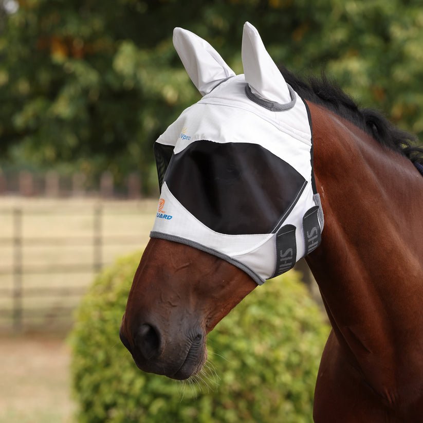 FlyGuard Pro Sun Shade Fly Mask with Ears - White - Nags Essentials