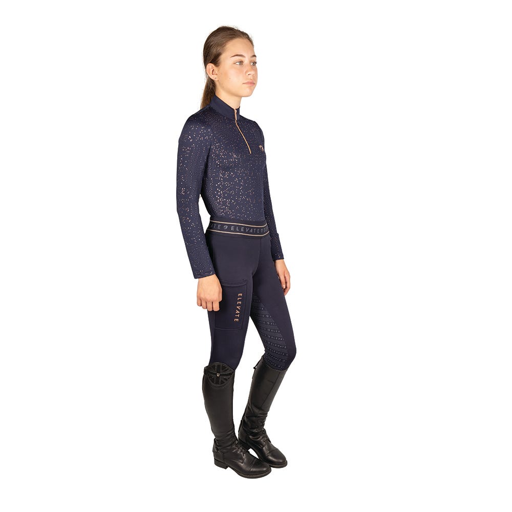 Hy Equestrian Elevate Allure Mizs Riding Tights - Navy/Rose Gold - Nags Essentials
