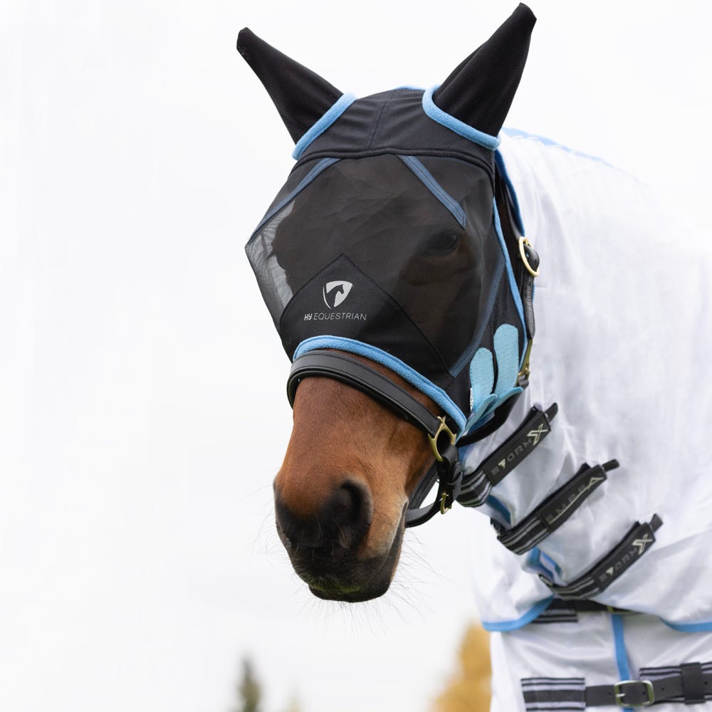 Hy Equestrian Mesh Half Mask with Ears - Nags Essentials
