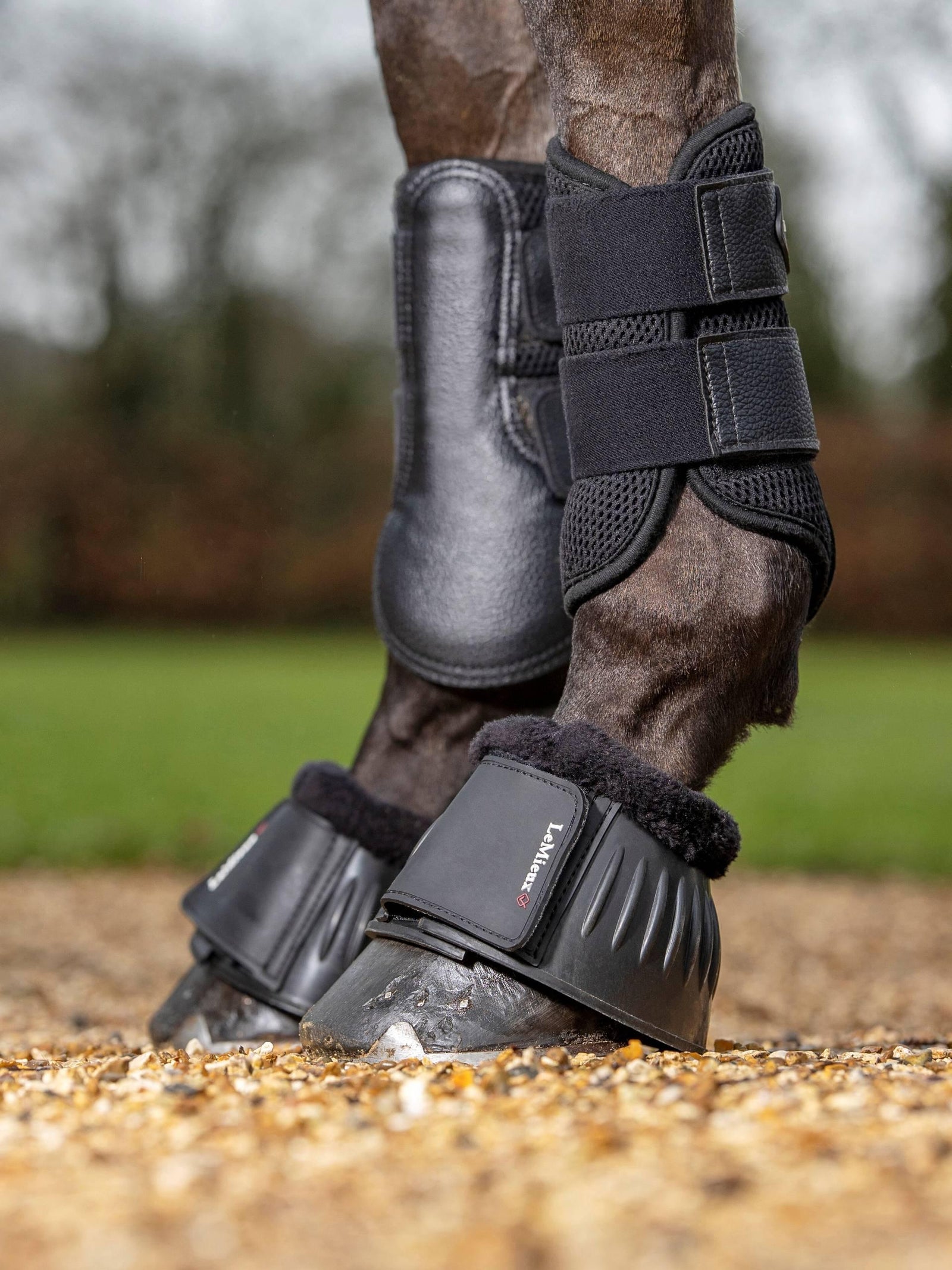 LeMieux Rubber Bell Boots with Fleece - Black