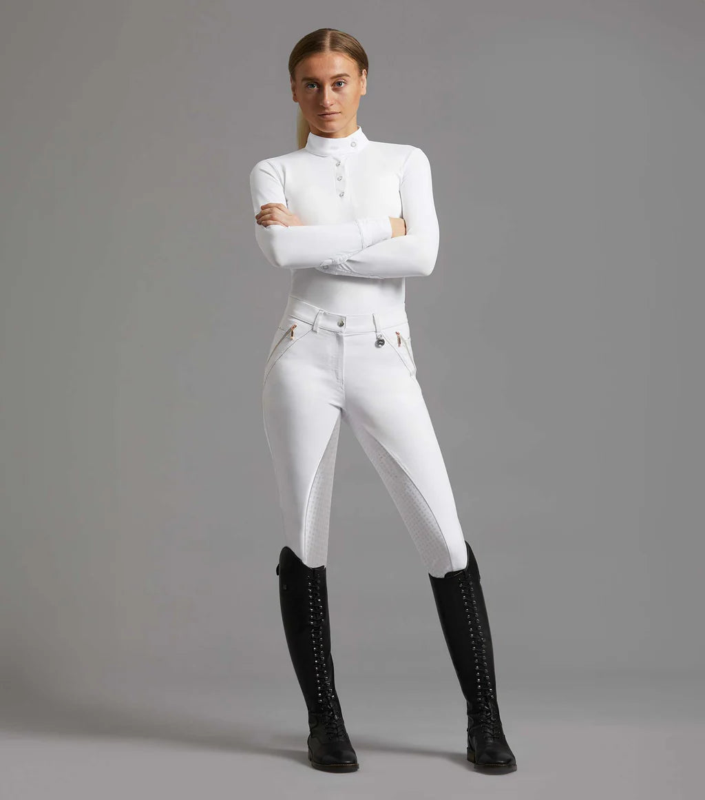 Premier Equine Milliania Ladies Full Seat Gel Competition Breeches - White