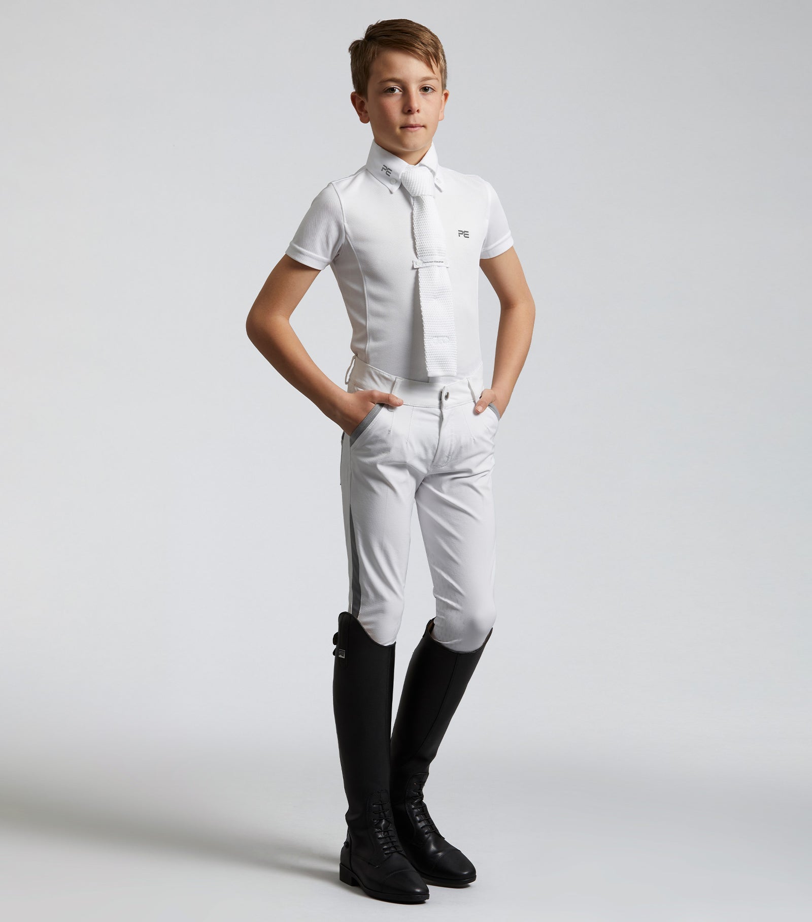 Premier Equine Mini Antonio Boy's Short Sleeve Show Shirt White - Nags Essentials