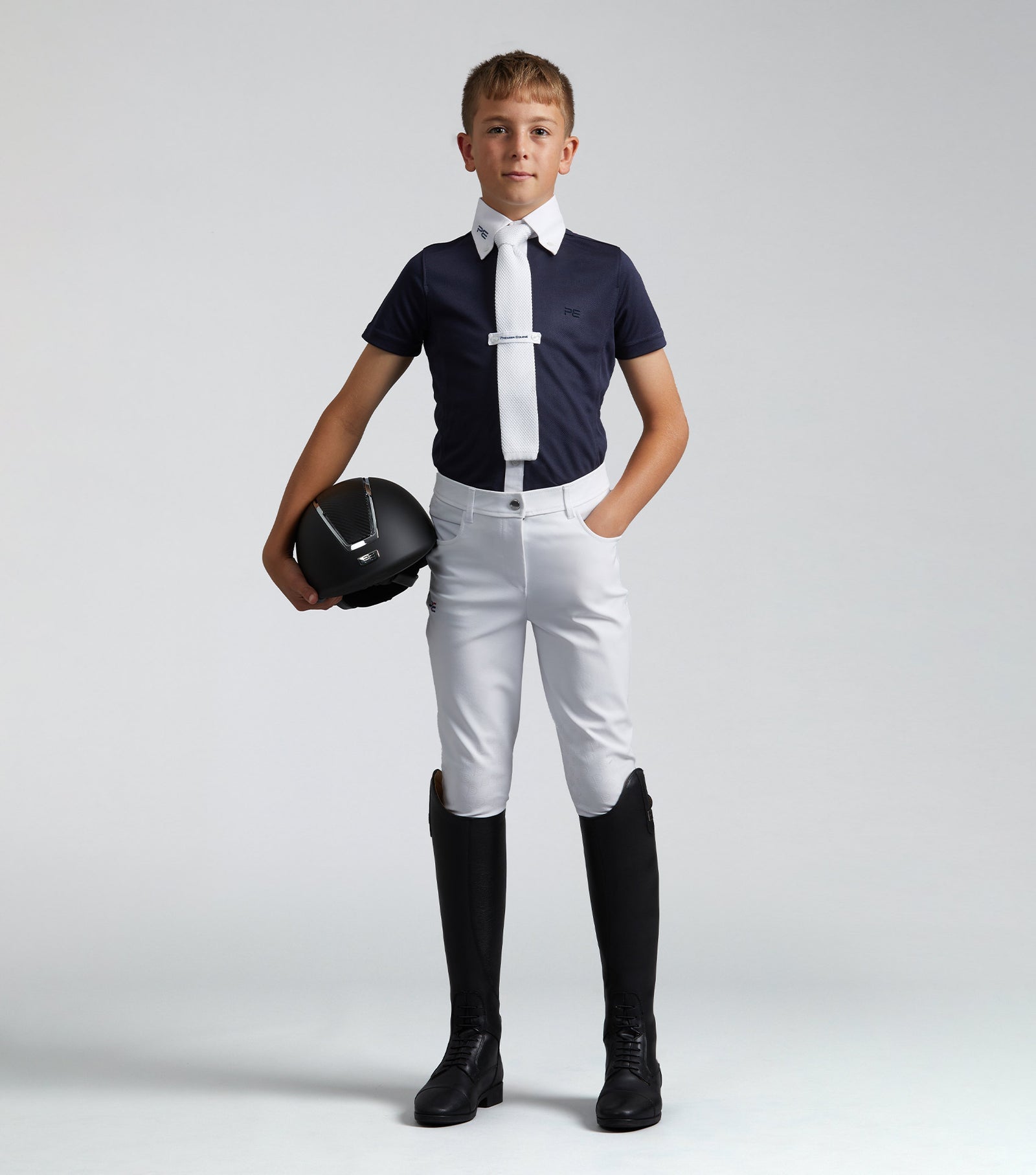 Premier Equine Mini Antonio Boy's Short Sleeve Show Shirt White - Nags Essentials