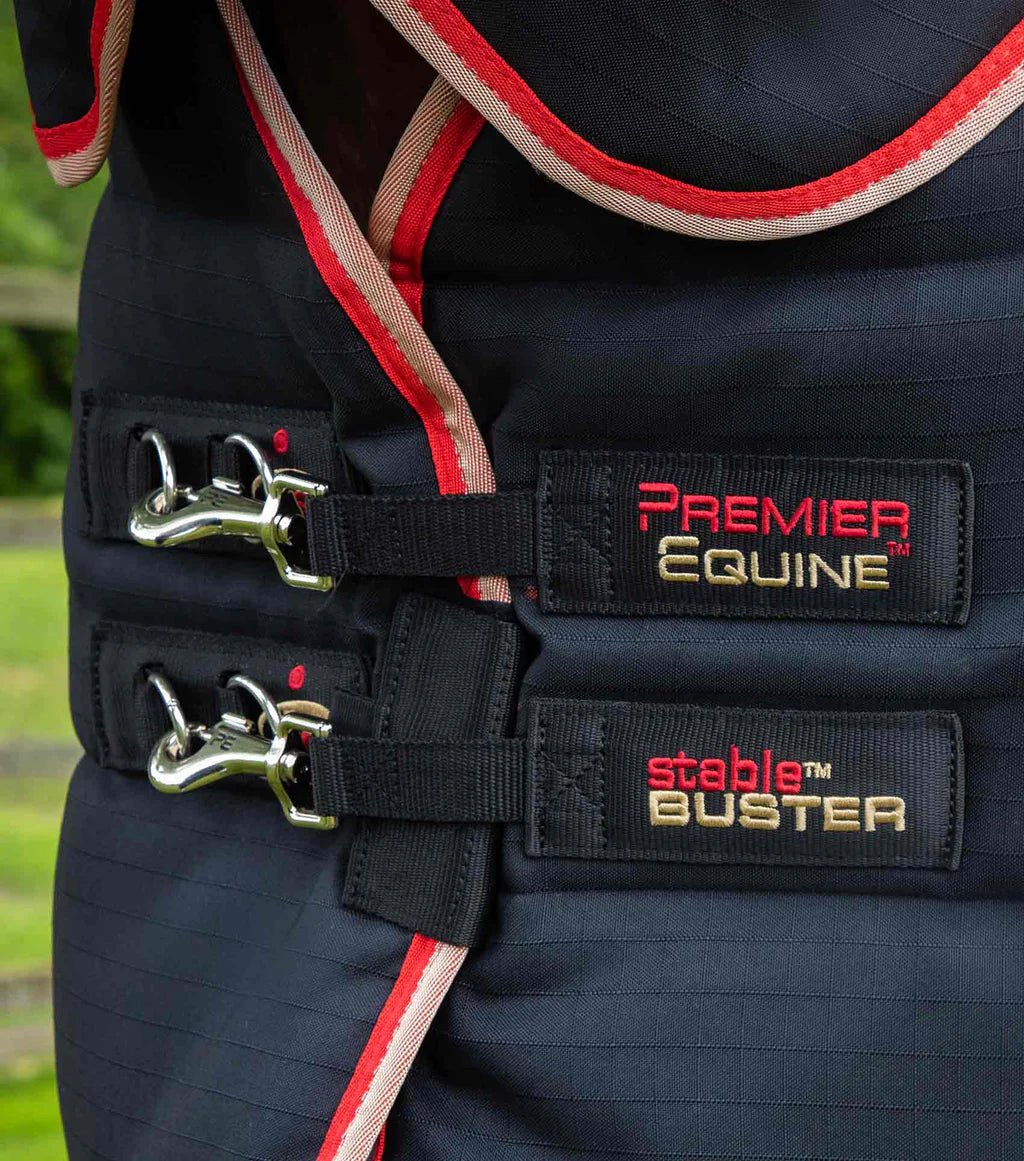 Premier Equine Stable Buster 200g Stable Rug with Neck Cover - Black - Nags Essentials