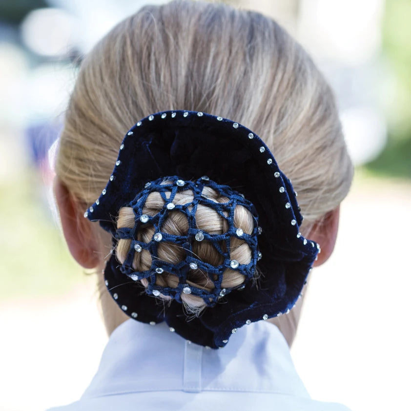Velvet / Crystal Hair Scrunchies - Black