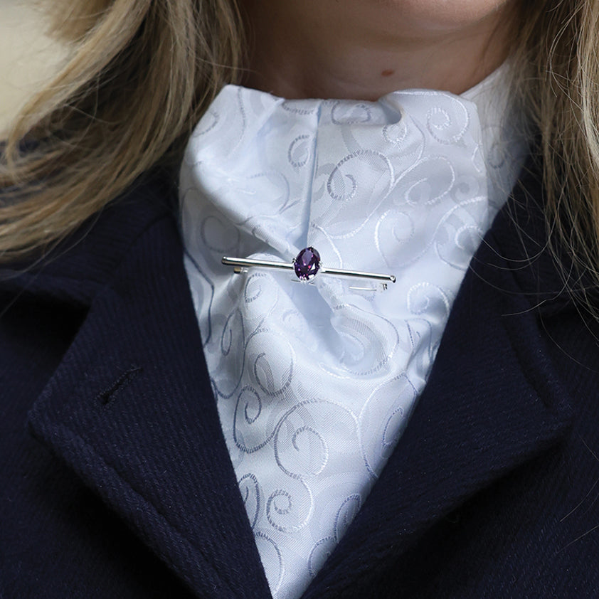 Deluxe Amethyst Stock Pin - Silver