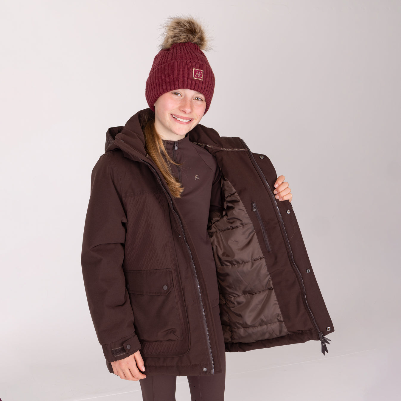 Aubrion Equestrian Winter Coat - Young Rider Espresso