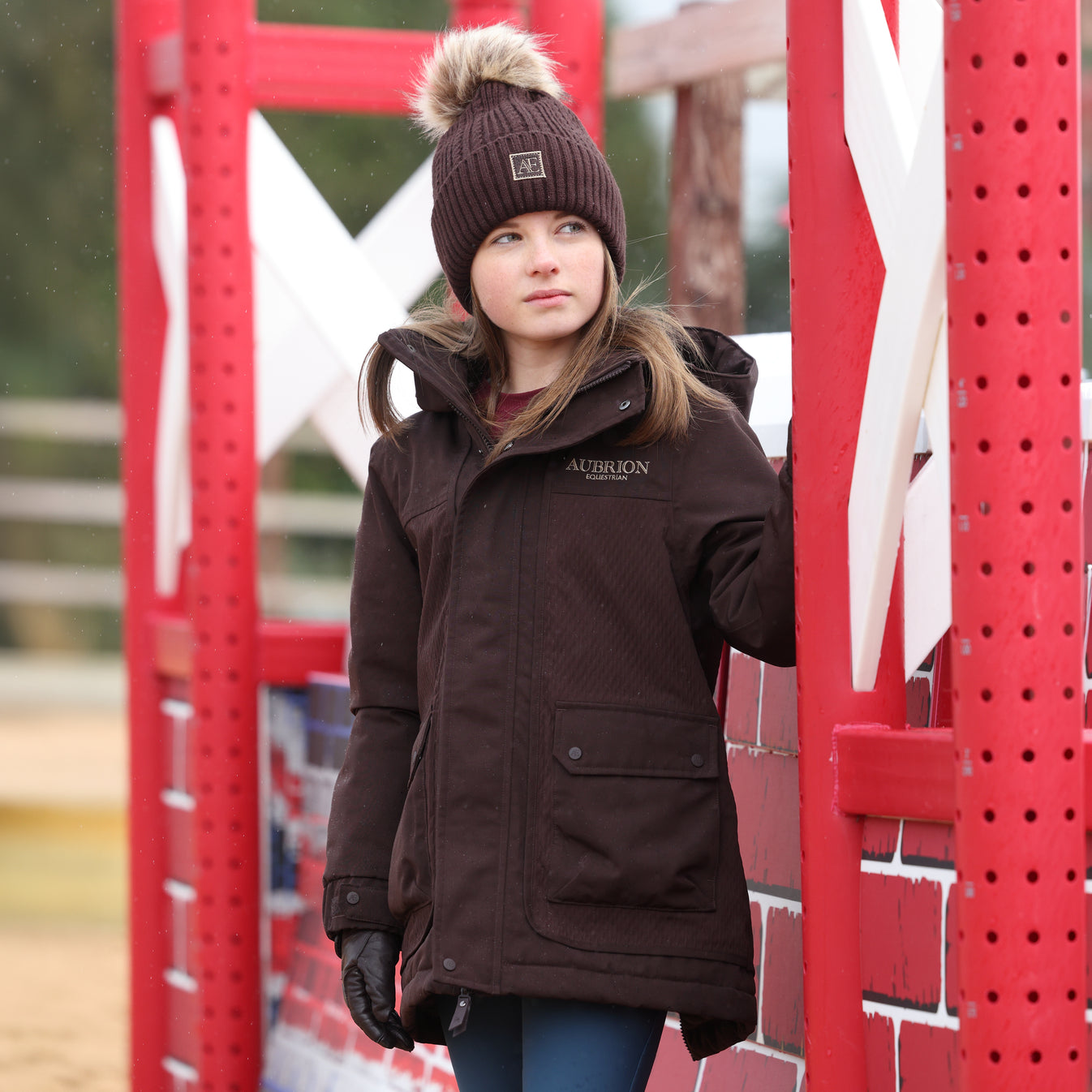 Aubrion Equestrian Winter Coat - Young Rider Espresso