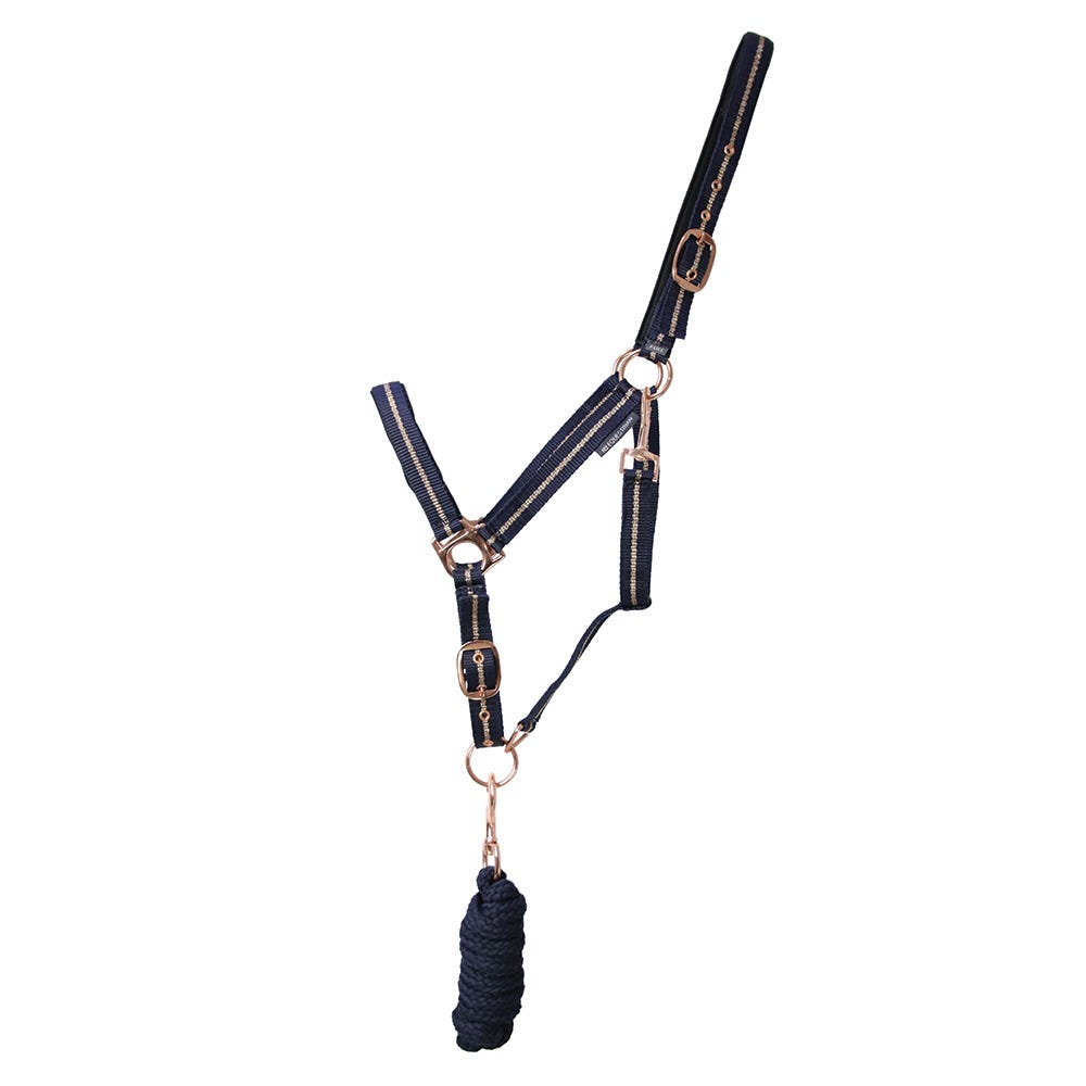 Hy Equestrian Rose Glitter Head Collar &amp; Lead Rope Set