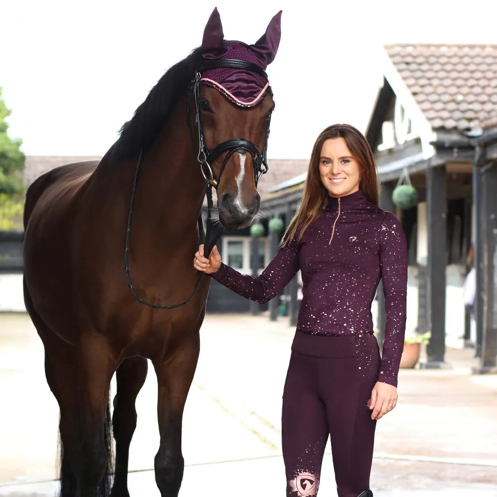 Hy Equestrian Enchanted Collection Riding Tights -Plum/Rose Gold