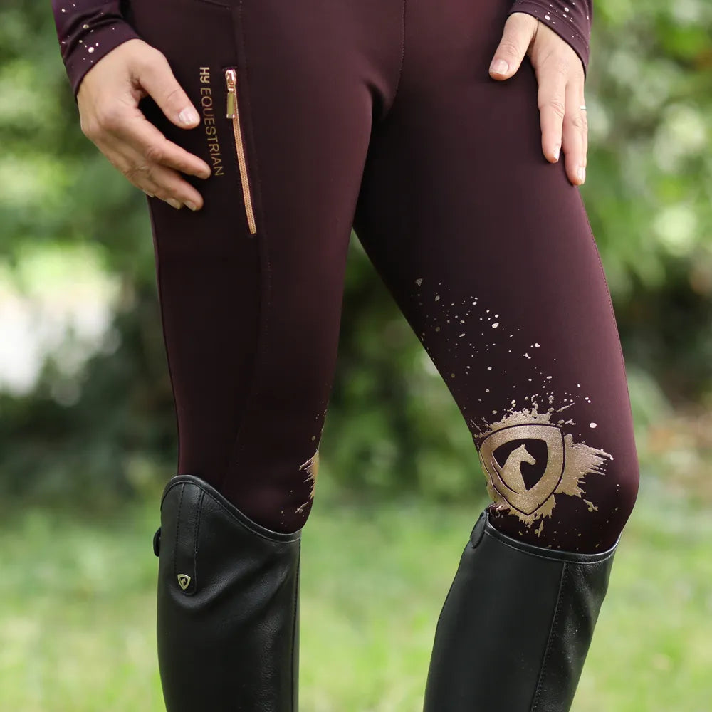 Hy Equestrian Enchanted Collection Riding Tights -Plum/Rose Gold
