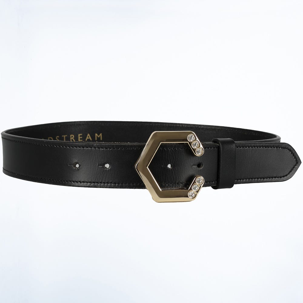 Coldstream Hutton Diamante Leather Belt - Black/Gold