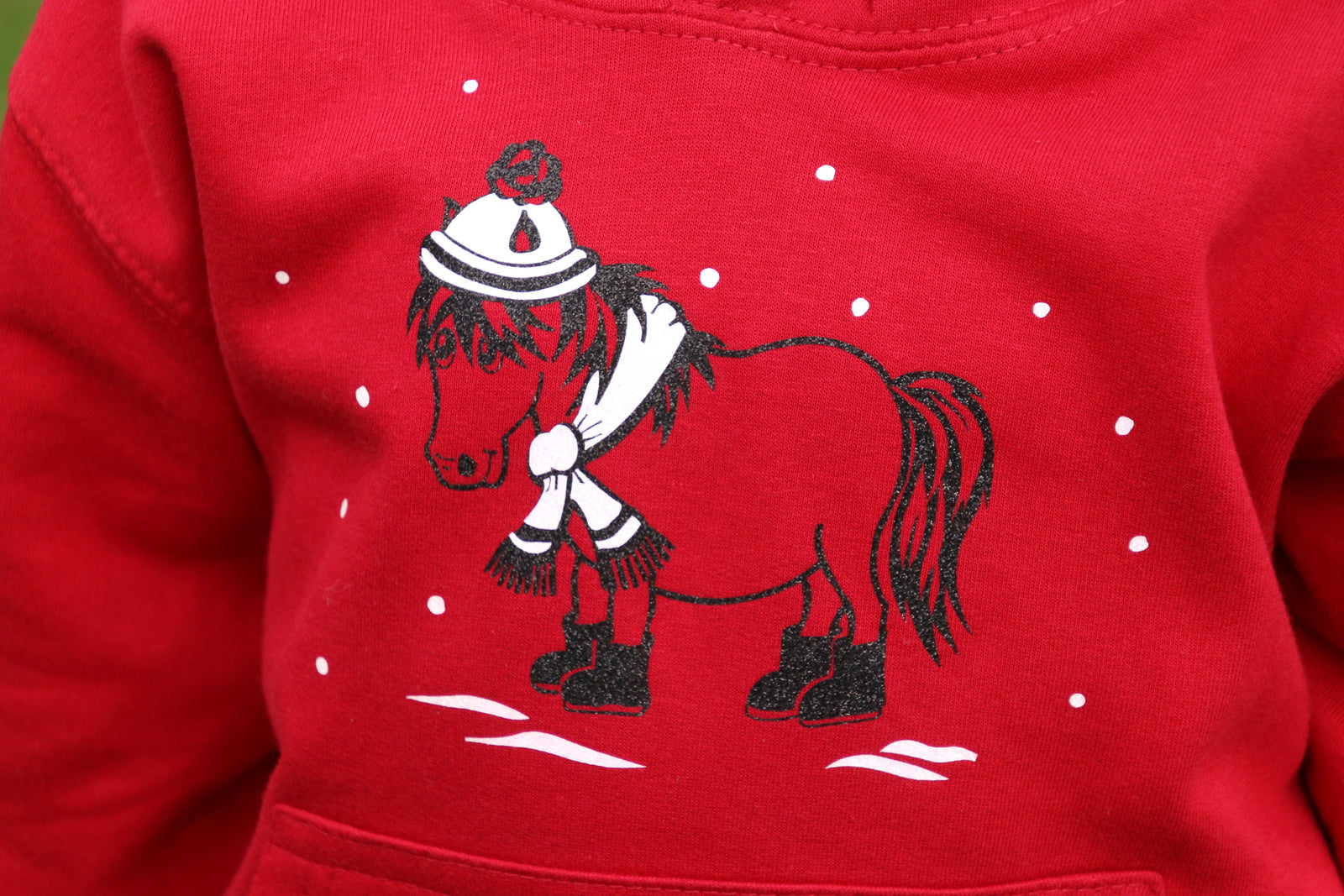 British Country Collection Christmas Snow Pony Glittering Hoodie