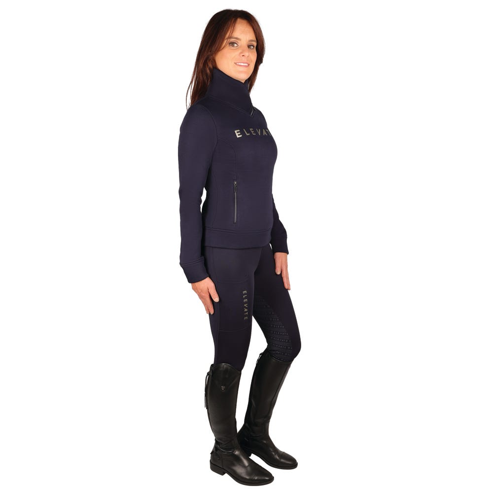 Hy Equestrian Elevate Allure Cross Neck Jumper -Navy