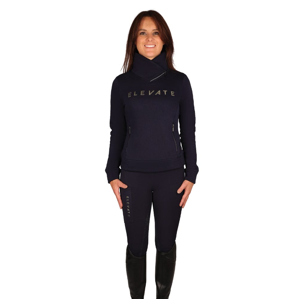 Hy Equestrian Elevate Allure Cross Neck Jumper -Navy