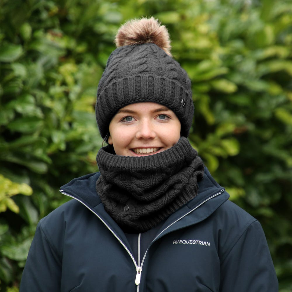 Hy Equestrian Melrose Cable Knit Bobble Hat
