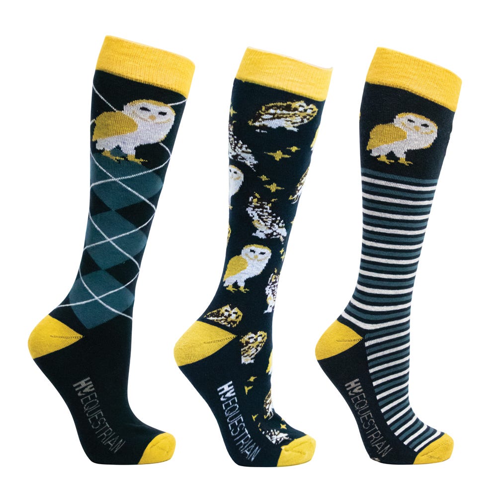 Hy Equestrian Night Owl Socks (Pack of 3)