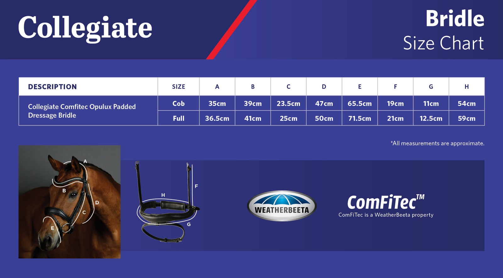 Collegiate Comfitec Opulux Padded Dressage Bridle - Black