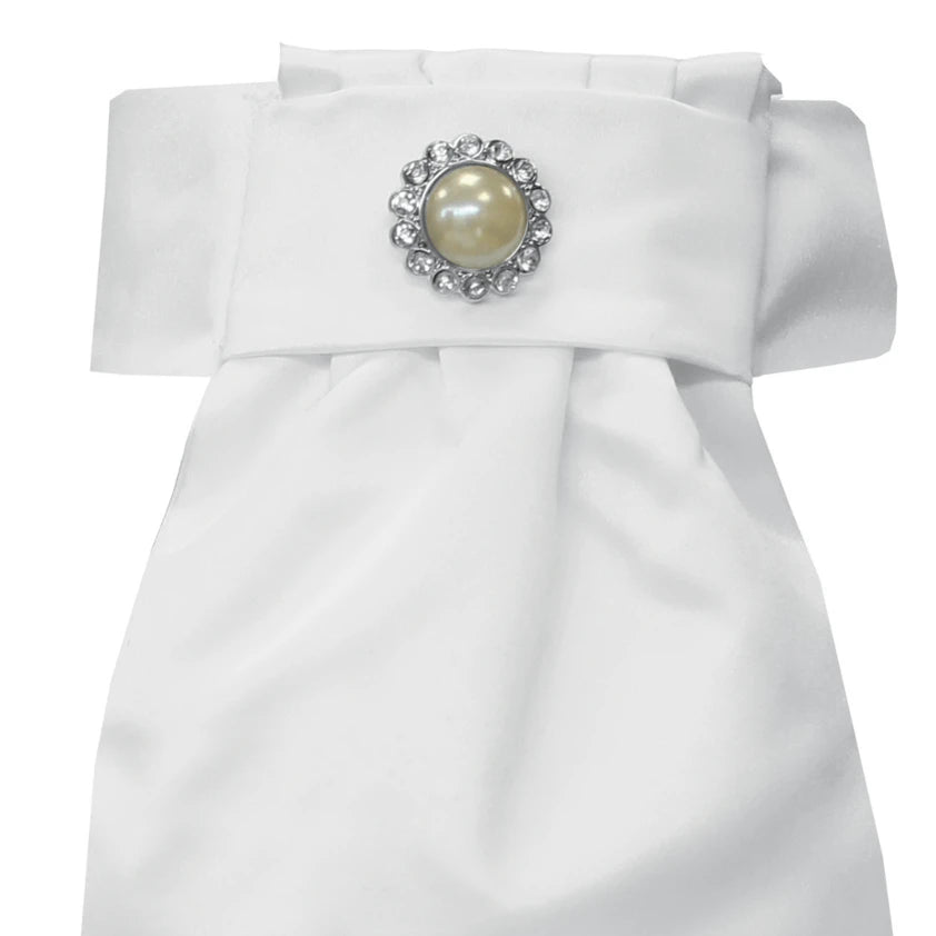 Pearl Deluxe Ready-Tied Stock - Pearl White