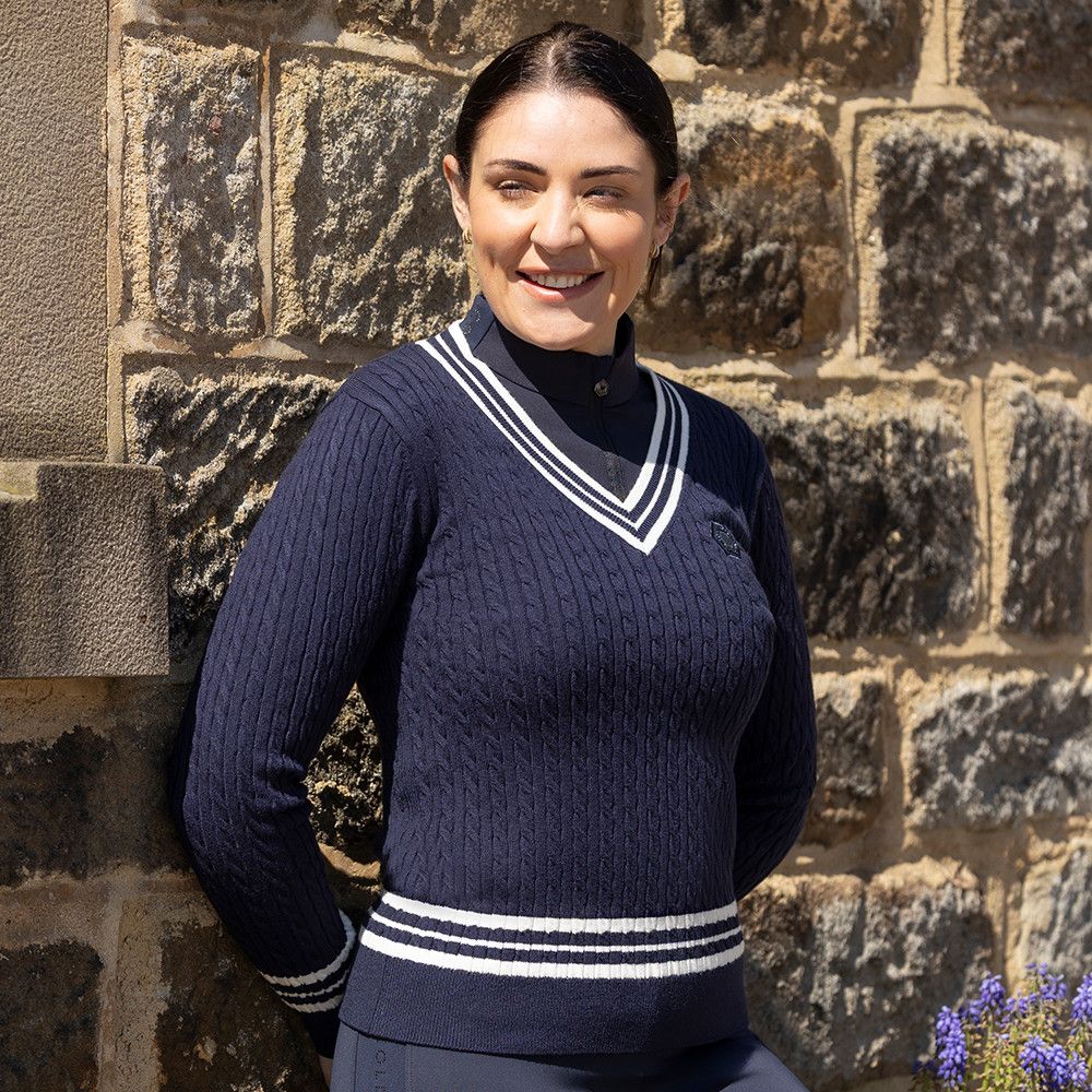 Coldstream Horndean Knitted V-Neck Jumper Navy