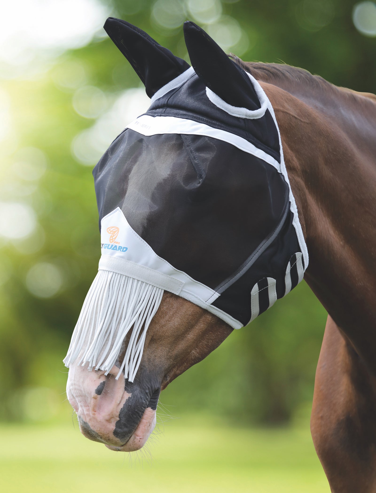 FlyGuard Pro Fine Mesh Fly Mask with Ears & Nose Fringe