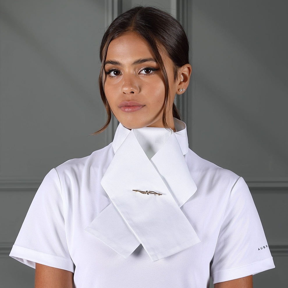 Aubrion Ready Tied Brocade Riding Stock - White