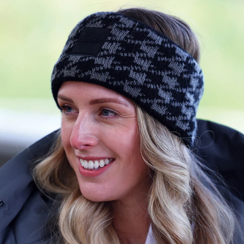 Houndstooth Knit Headband - Black/Grey