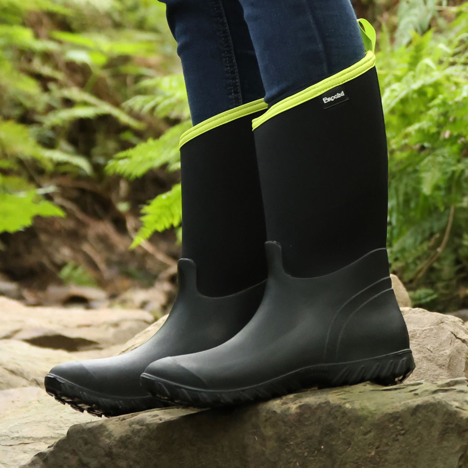 Brogini Belmont Wellies - Black/Lime