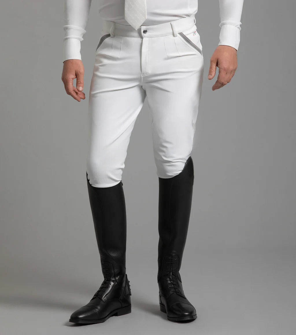 Premier Equine Barusso Men's Gel Knee Competition Breeches - White