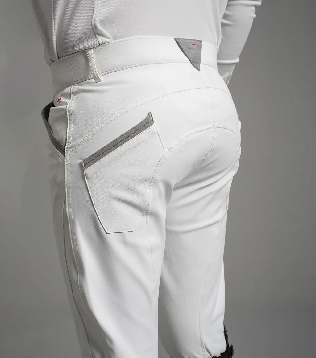 Premier Equine Barusso Men's Gel Knee Competition Breeches - White