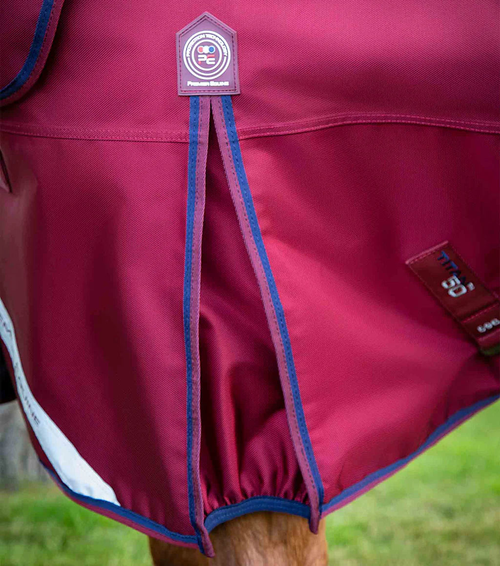 Premier Equine Titan 50g Turnout Rug with Classic Neck Cover - Burgundy