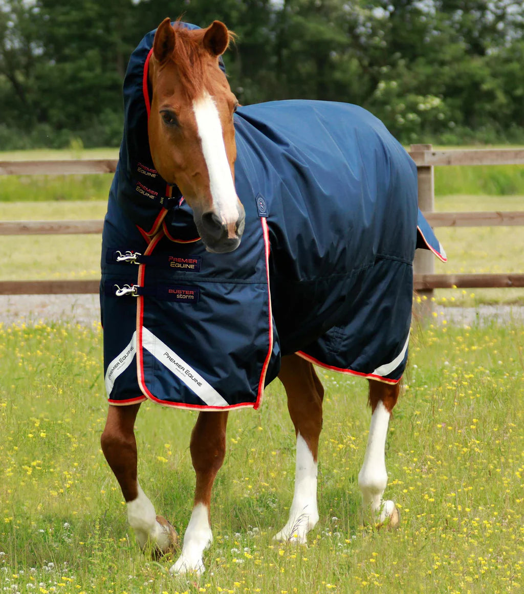 Premier Equine Buster Storm 200g Combo Turnout Rug with Snug-Fit Neck Cover - Navy